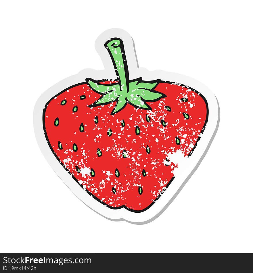 retro distressed sticker of a cartoon strawberry