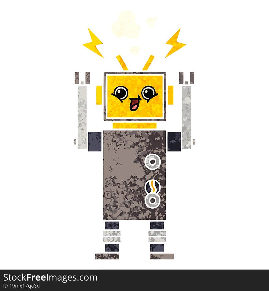 Retro Illustration Style Cartoon Robot