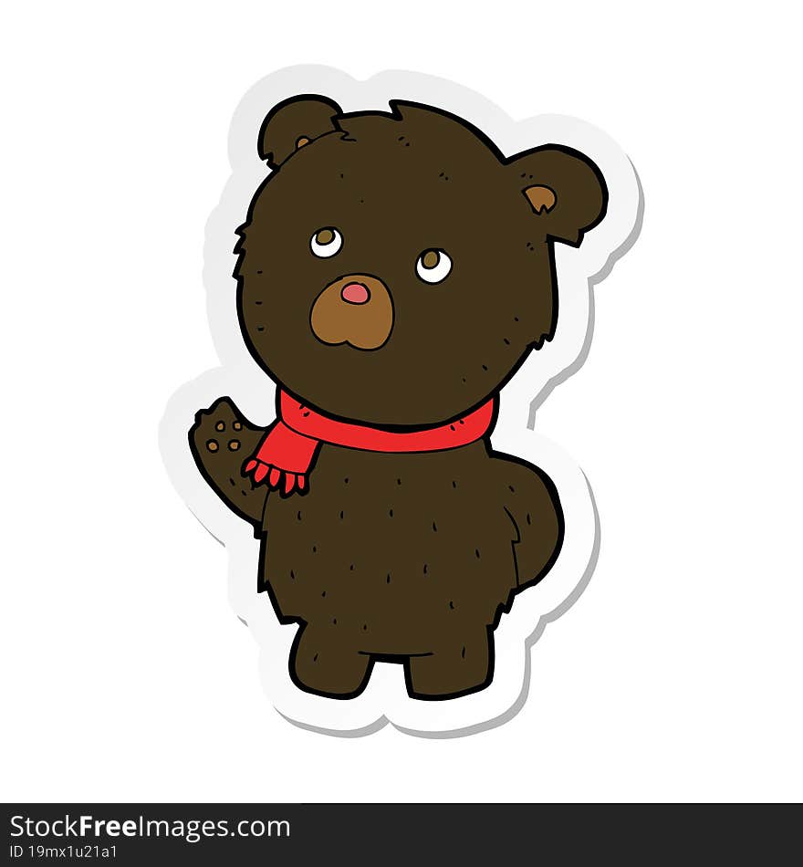 sticker of a cartoon cute black bear