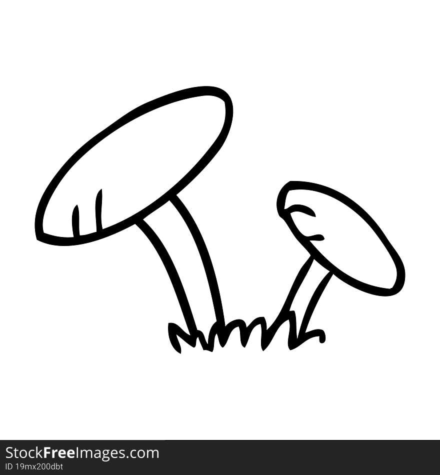 Line Drawing Doodle Of Some Mushrooms