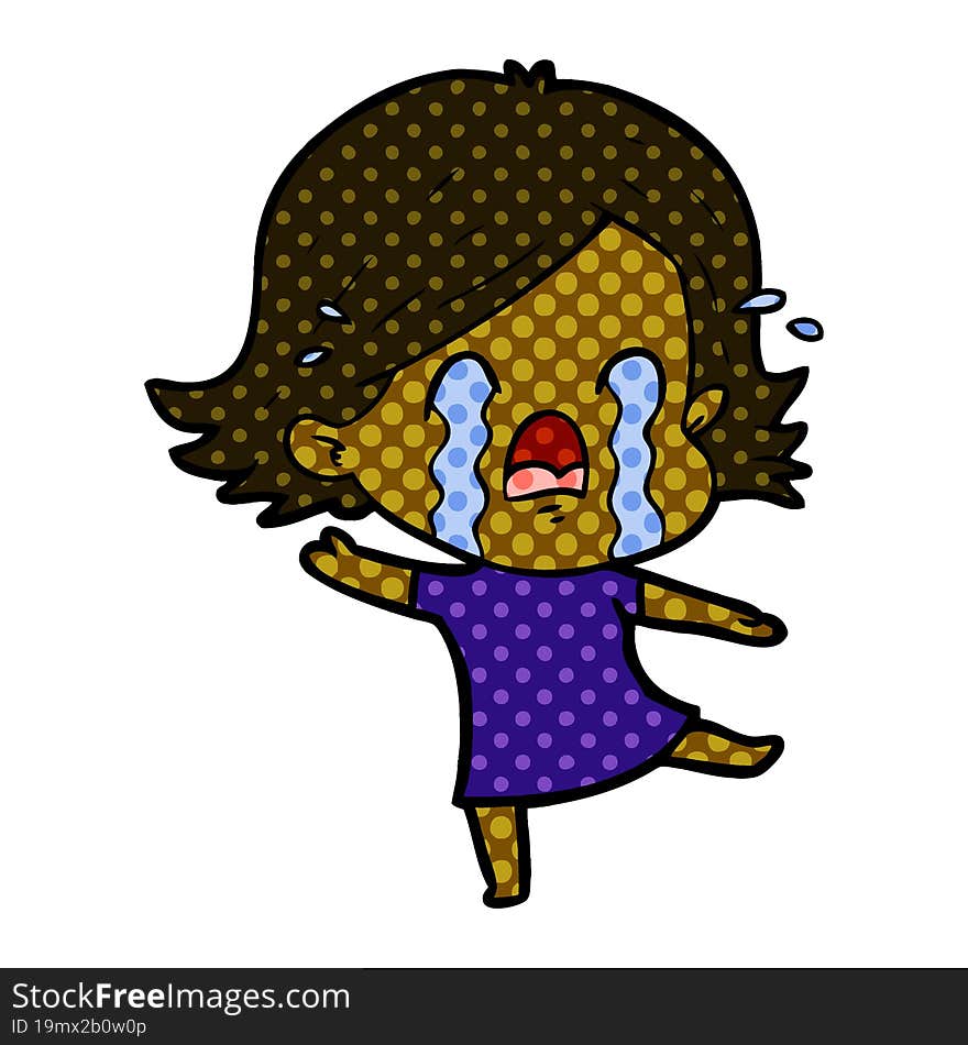 cartoon woman crying. cartoon woman crying