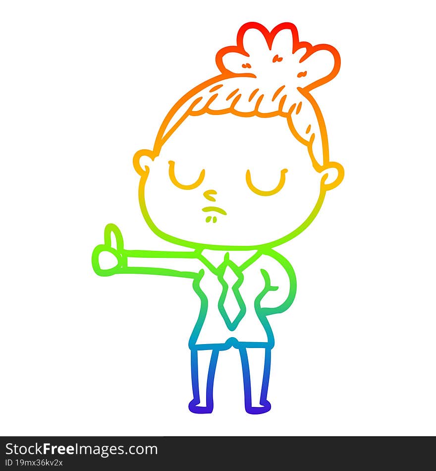 rainbow gradient line drawing cartoon calm woman