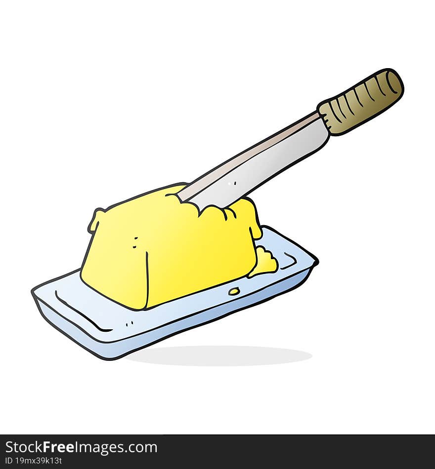 cartoon knife in butter