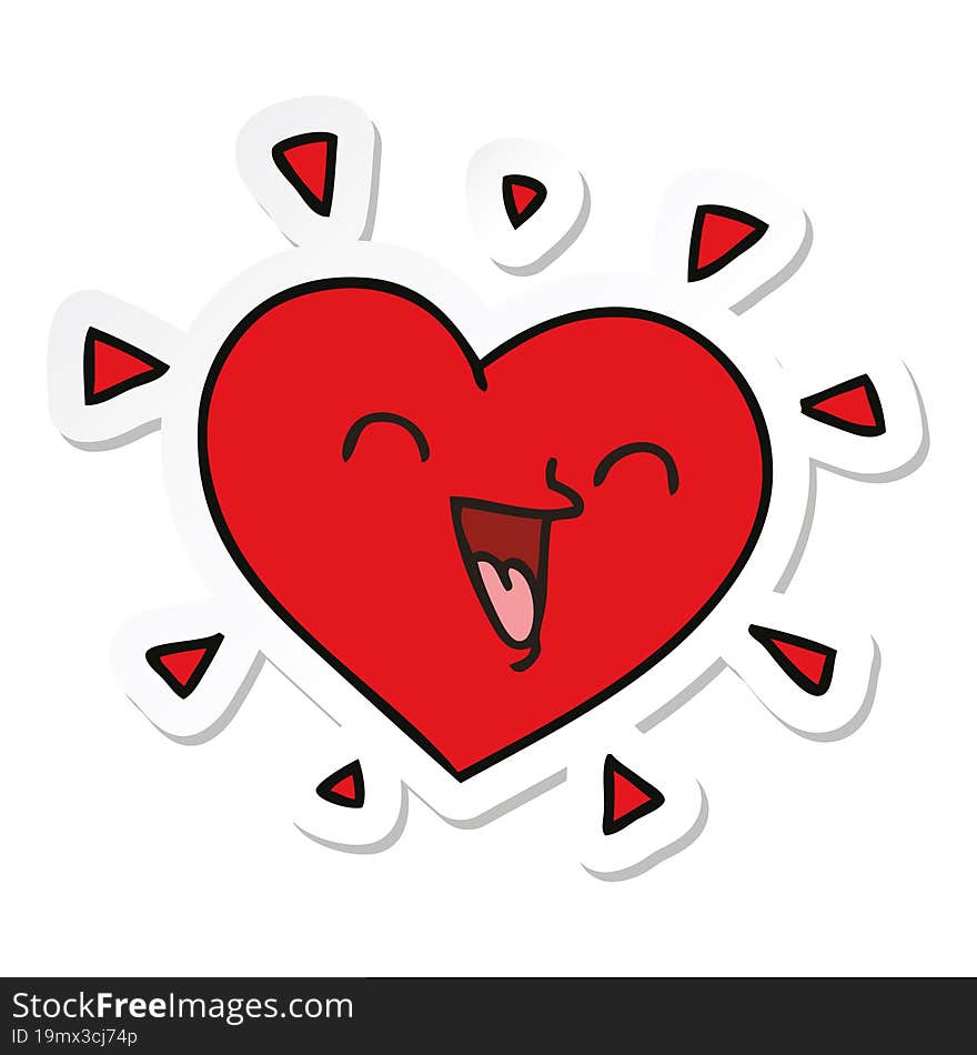 sticker of a quirky hand drawn cartoon happy heart