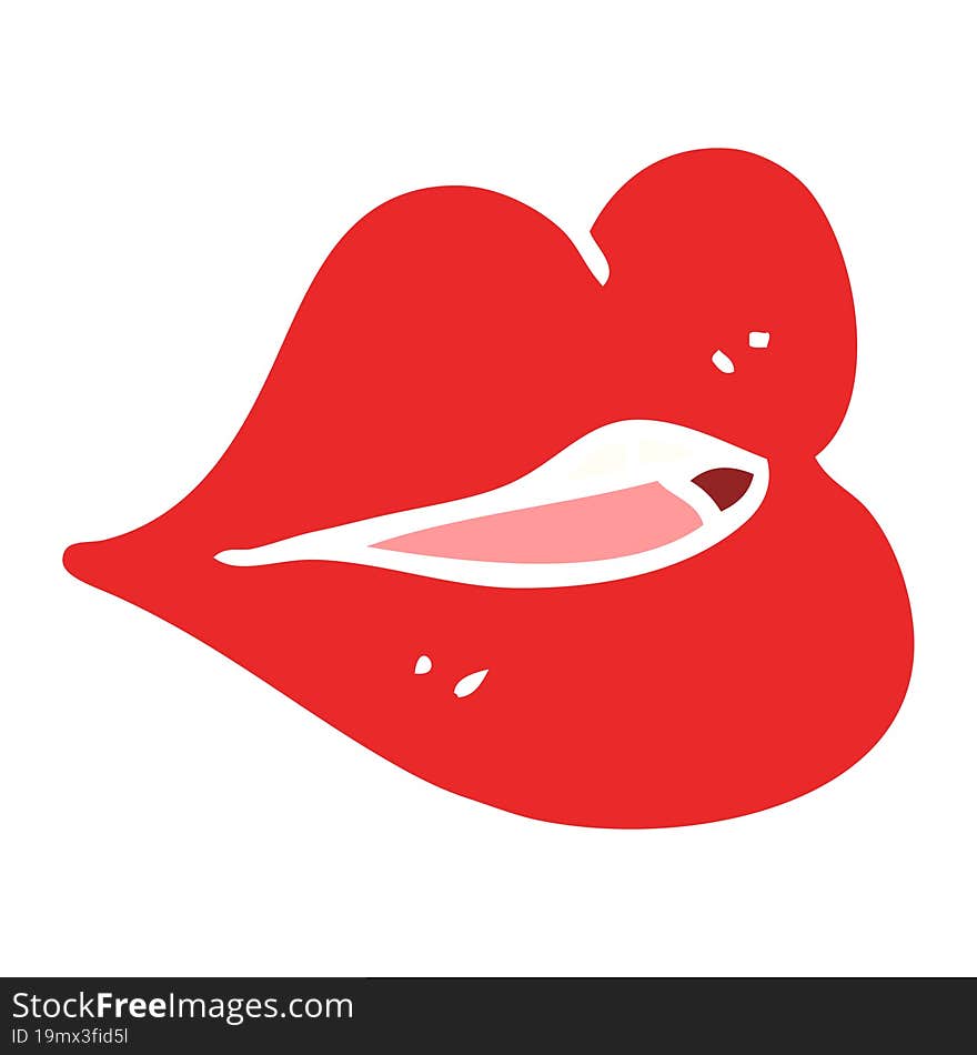 flat color illustration cartoon red lips