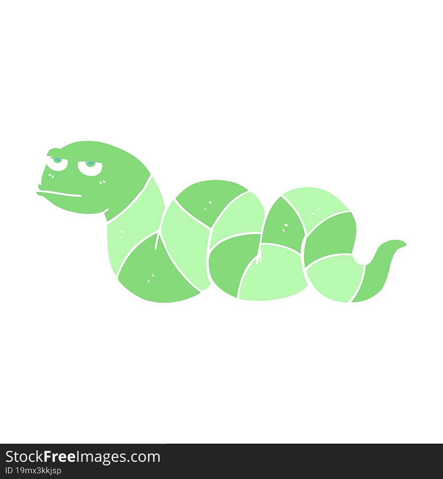 flat color illustration of a cartoon bored snake