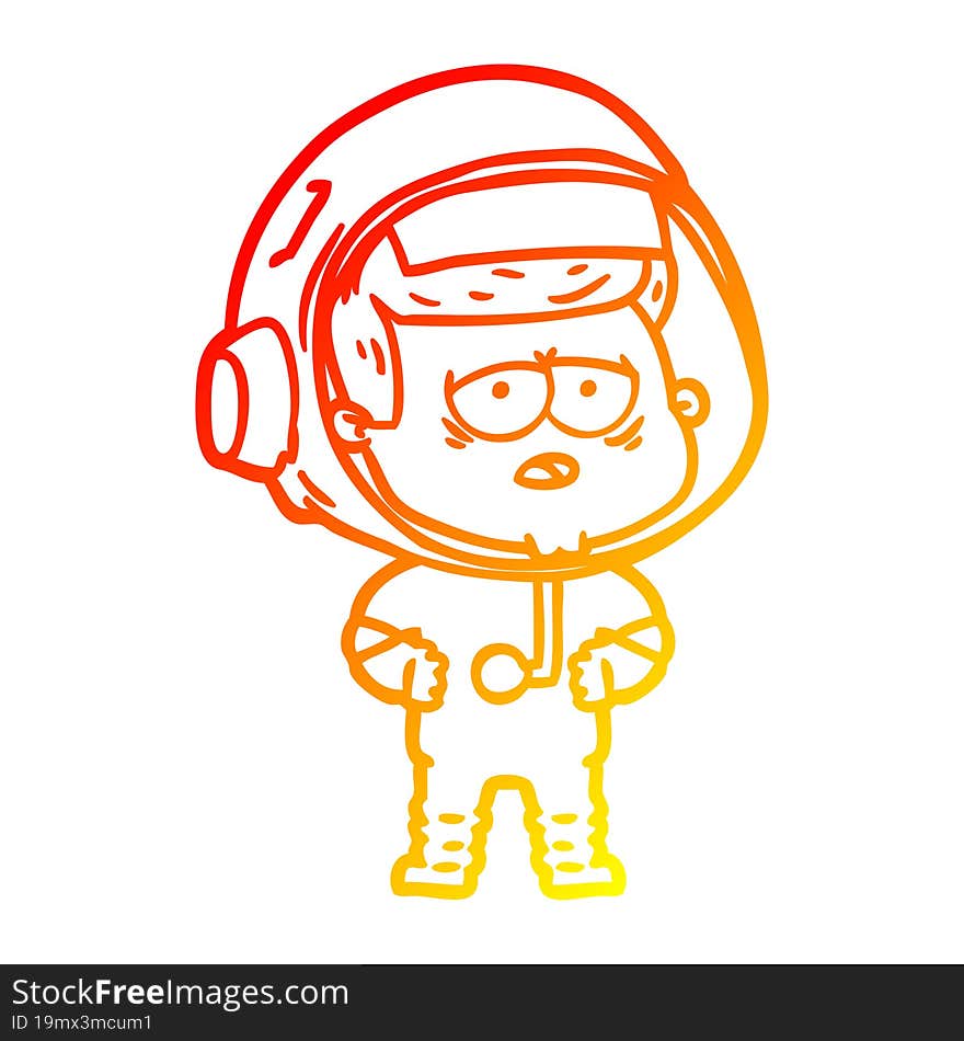 warm gradient line drawing cartoon tired astronaut