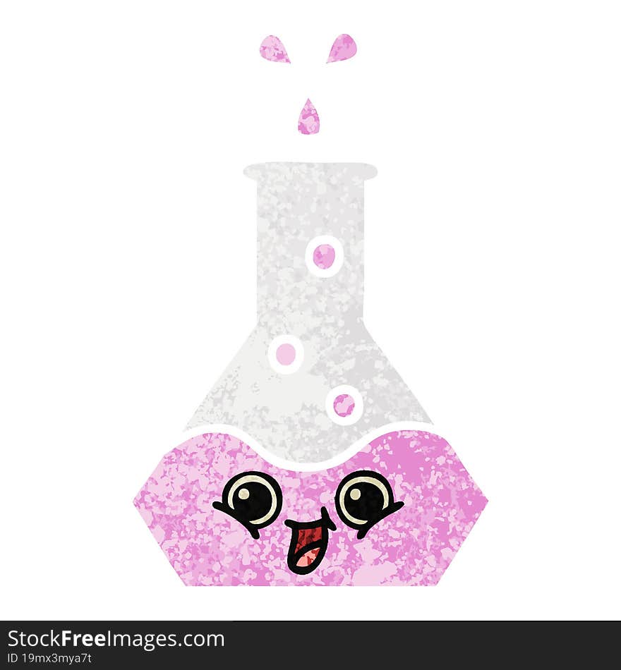 Retro Illustration Style Cartoon Science Beaker