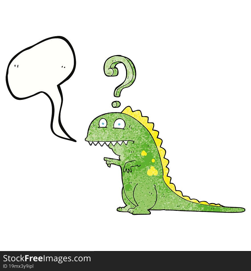 speech bubble textured cartoon confused dinosaur