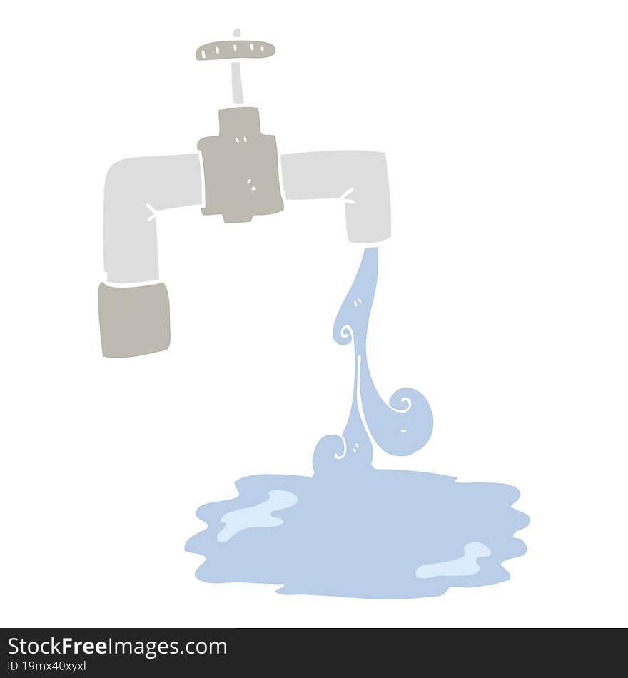 flat color illustration of running faucet. flat color illustration of running faucet