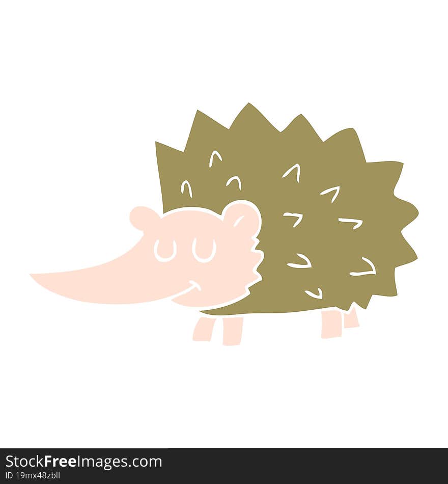 flat color illustration of a cartoon hedgehog