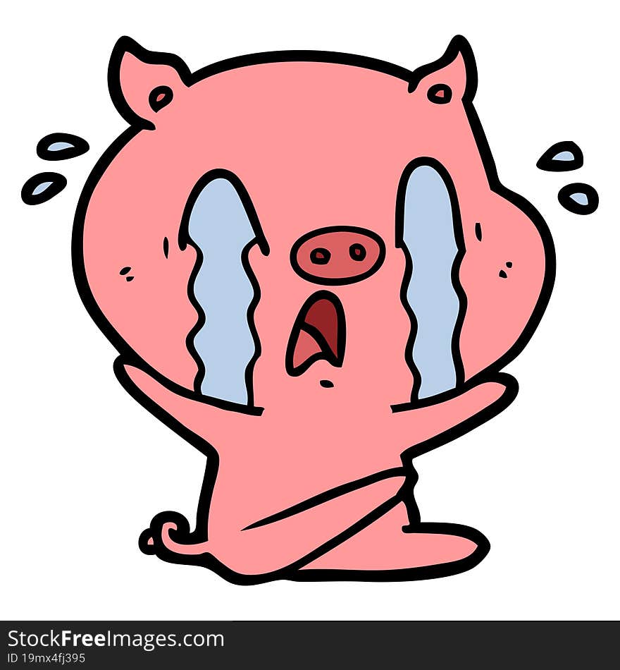 crying pig cartoon. crying pig cartoon