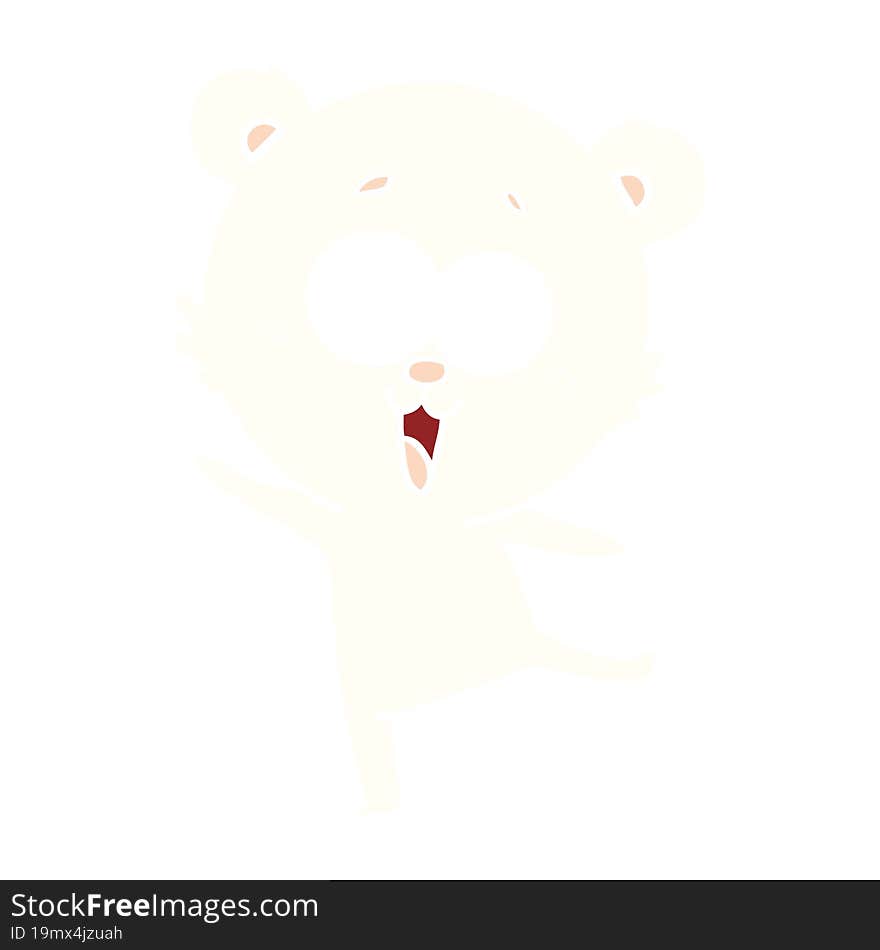 laughing teddy  bear flat color style cartoon