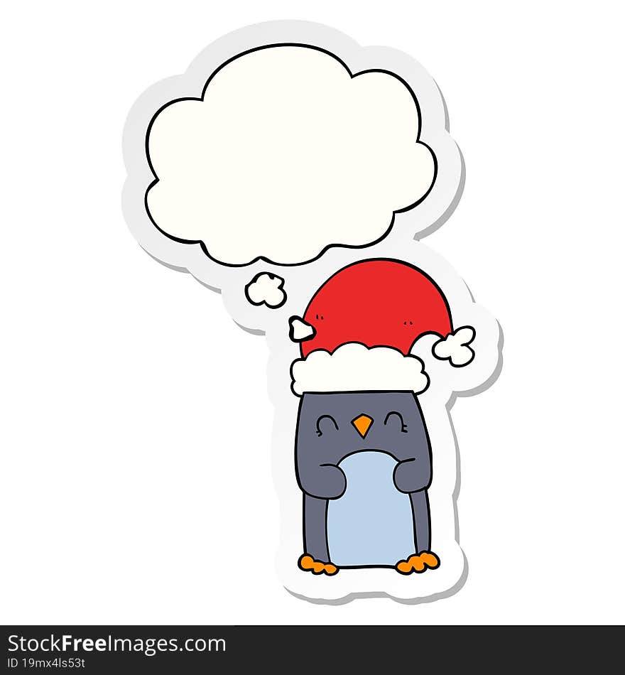 Cartoon Penguin And Thought Bubble As A Printed Sticker