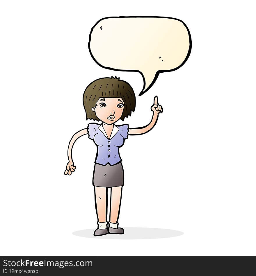 Cartoon Woman With Idea With Speech Bubble