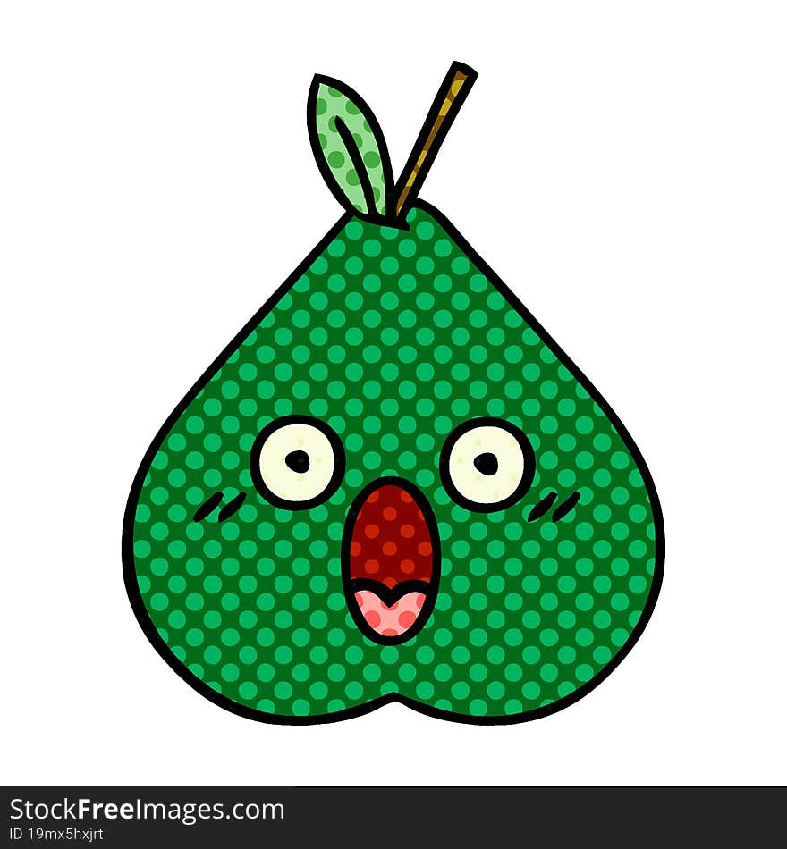 Comic Book Style Cartoon Pear