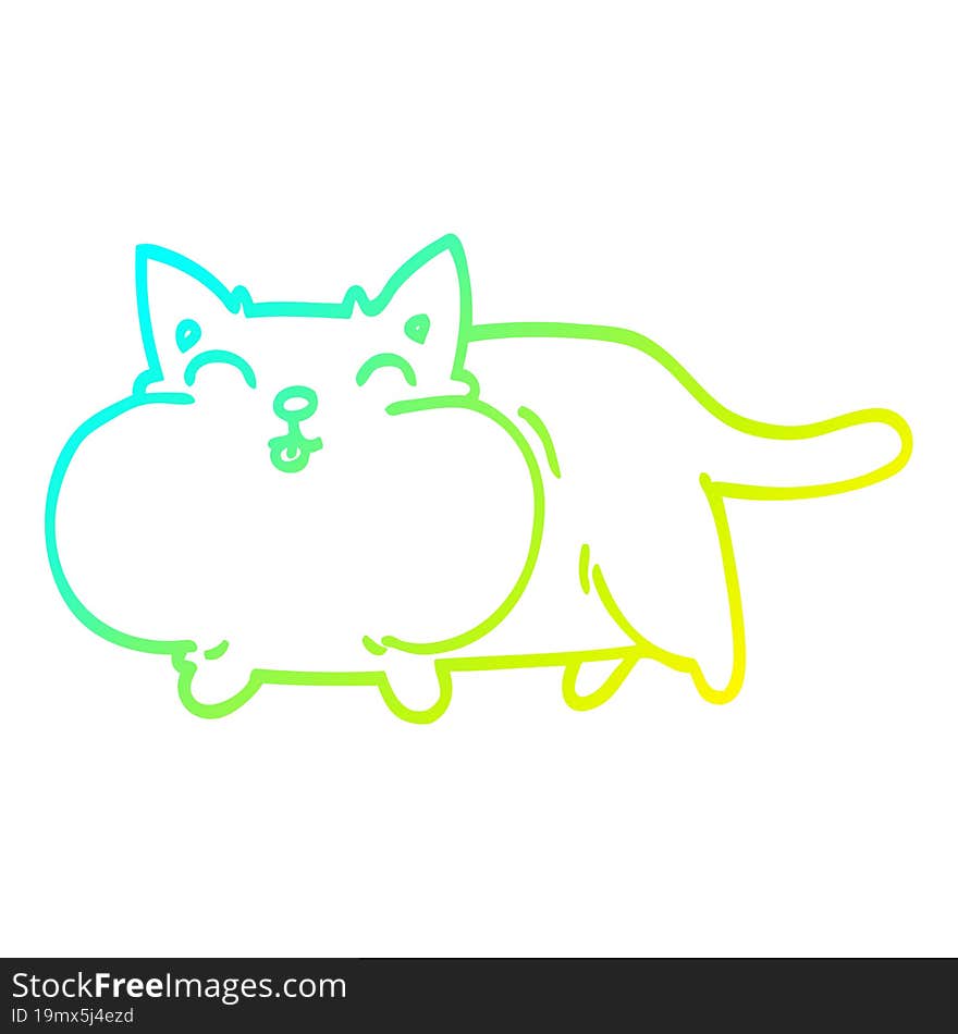 cold gradient line drawing cartoon happy cat