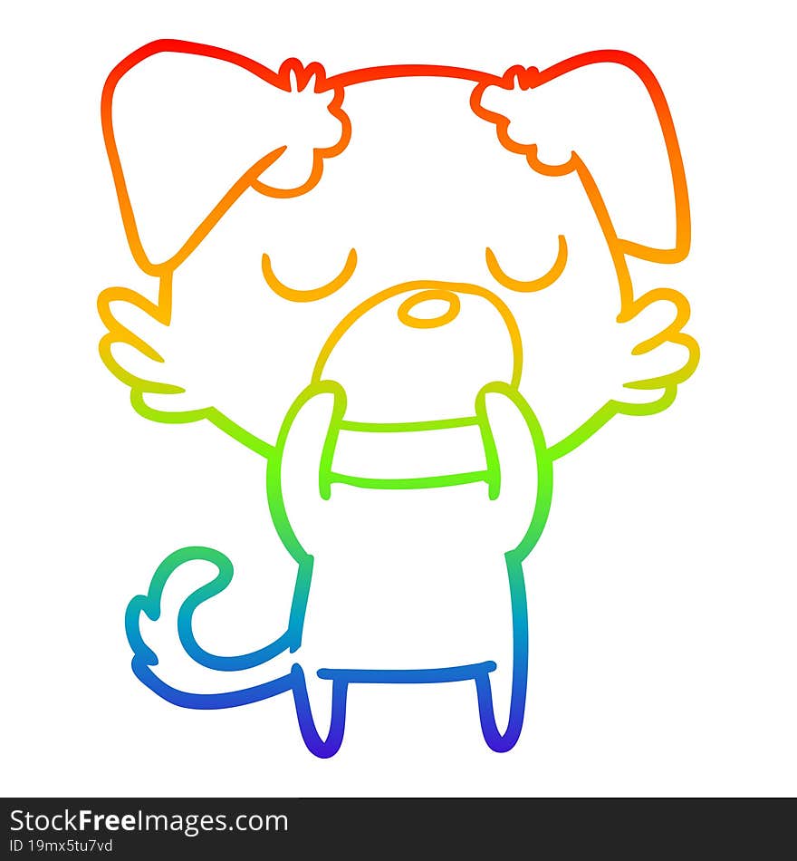 Rainbow Gradient Line Drawing Cartoon Dog