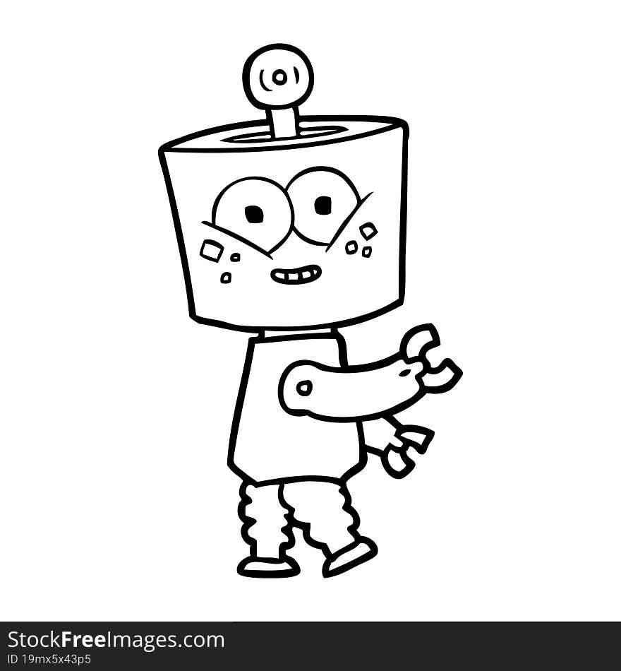 happy cartoon robot. happy cartoon robot