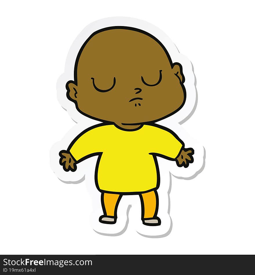 sticker of a cartoon bald man