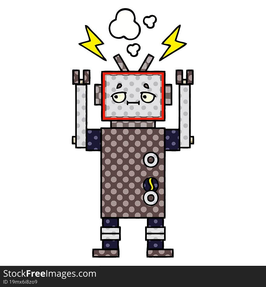 Comic Book Style Cartoon Robot