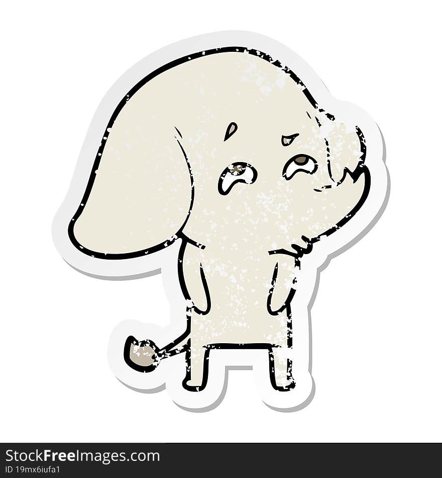 Distressed Sticker Of A Cartoon Elephant Remembering