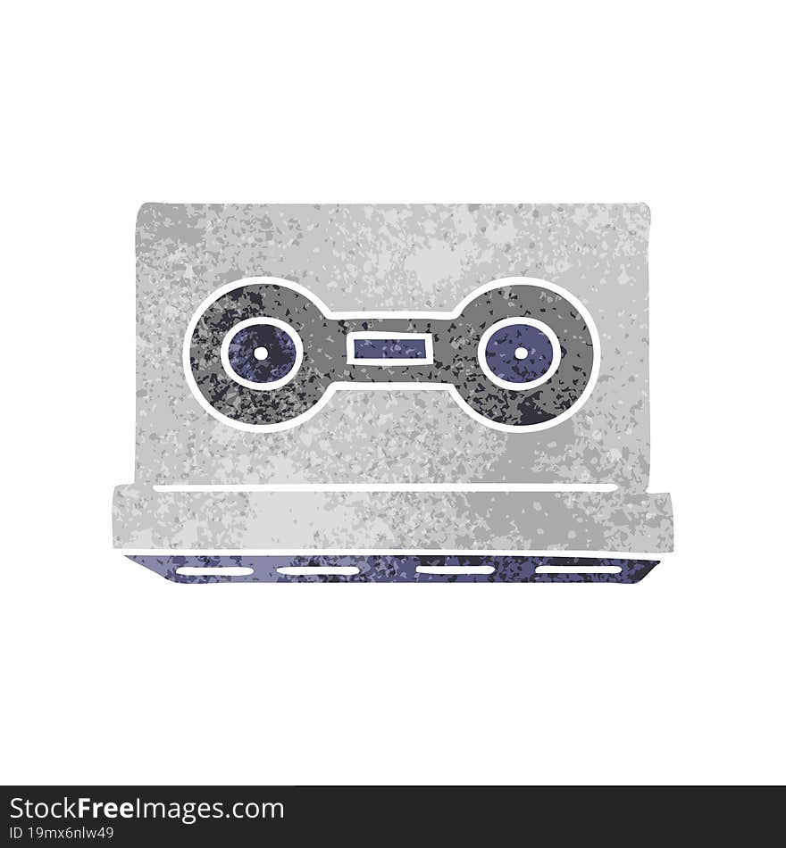 retro cartoon doodle of a retro cassette tape