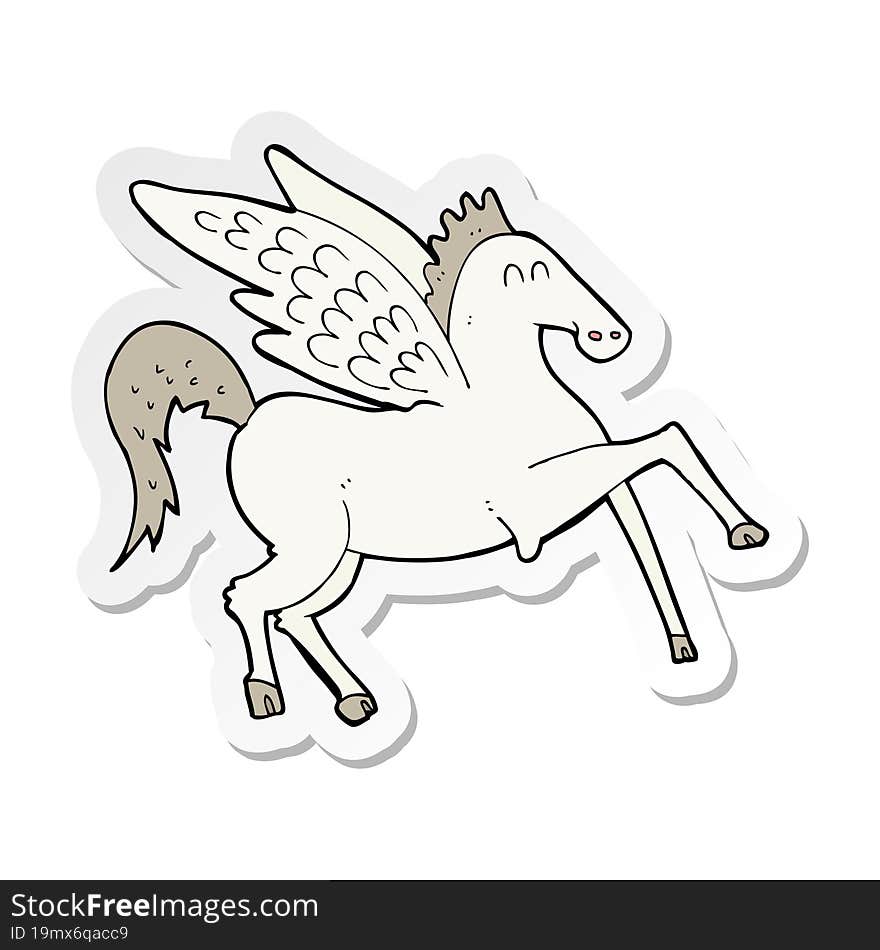 sticker of a cartoon pegasus