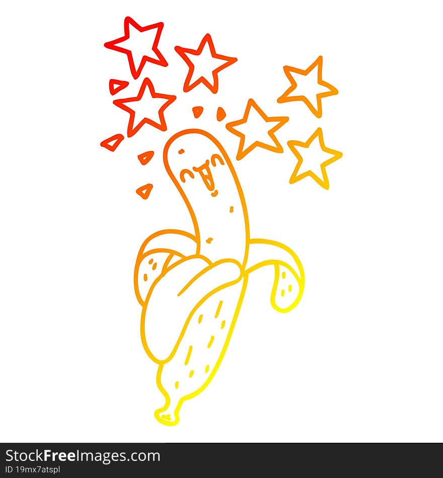 warm gradient line drawing cartoon magic banana