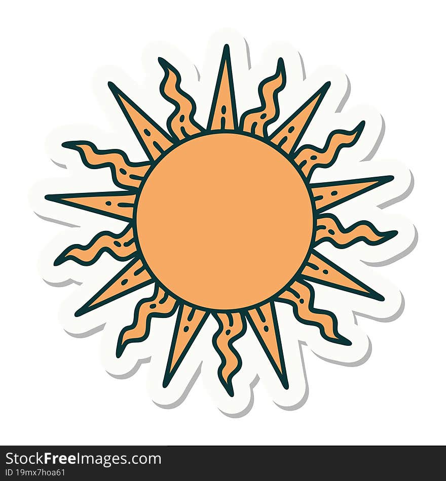 tattoo style sticker of a sun