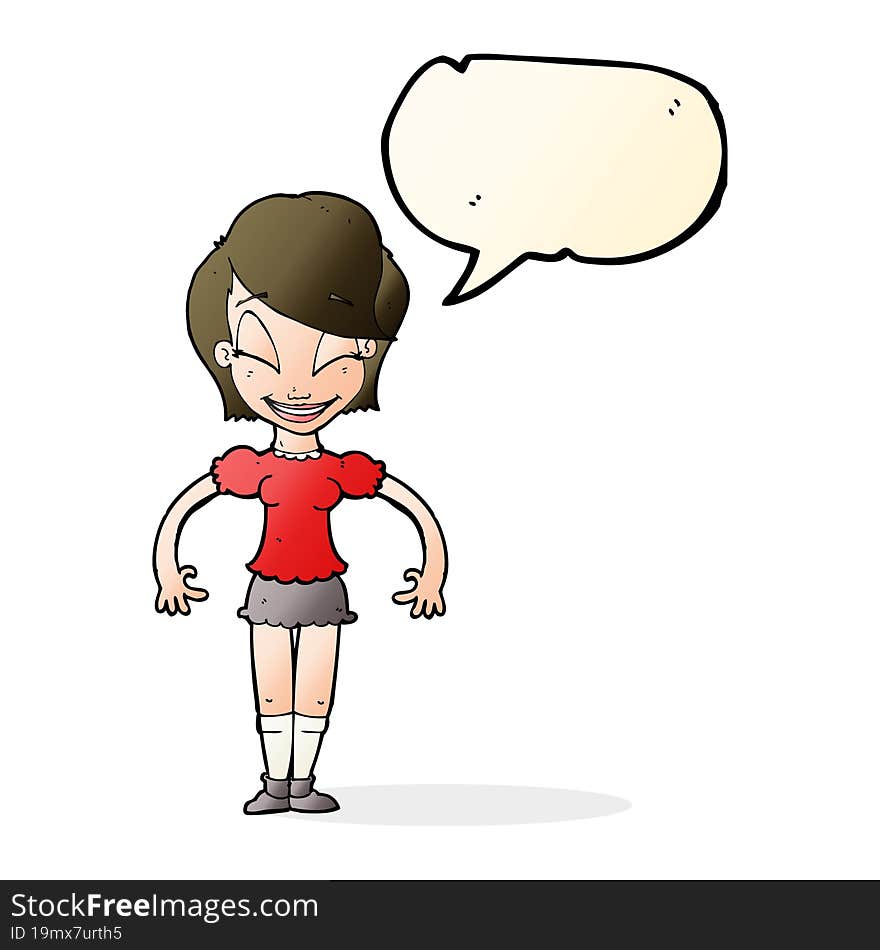 cartoon pretty woman with speech bubble