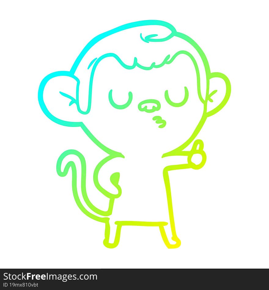 cold gradient line drawing cartoon calm monkey