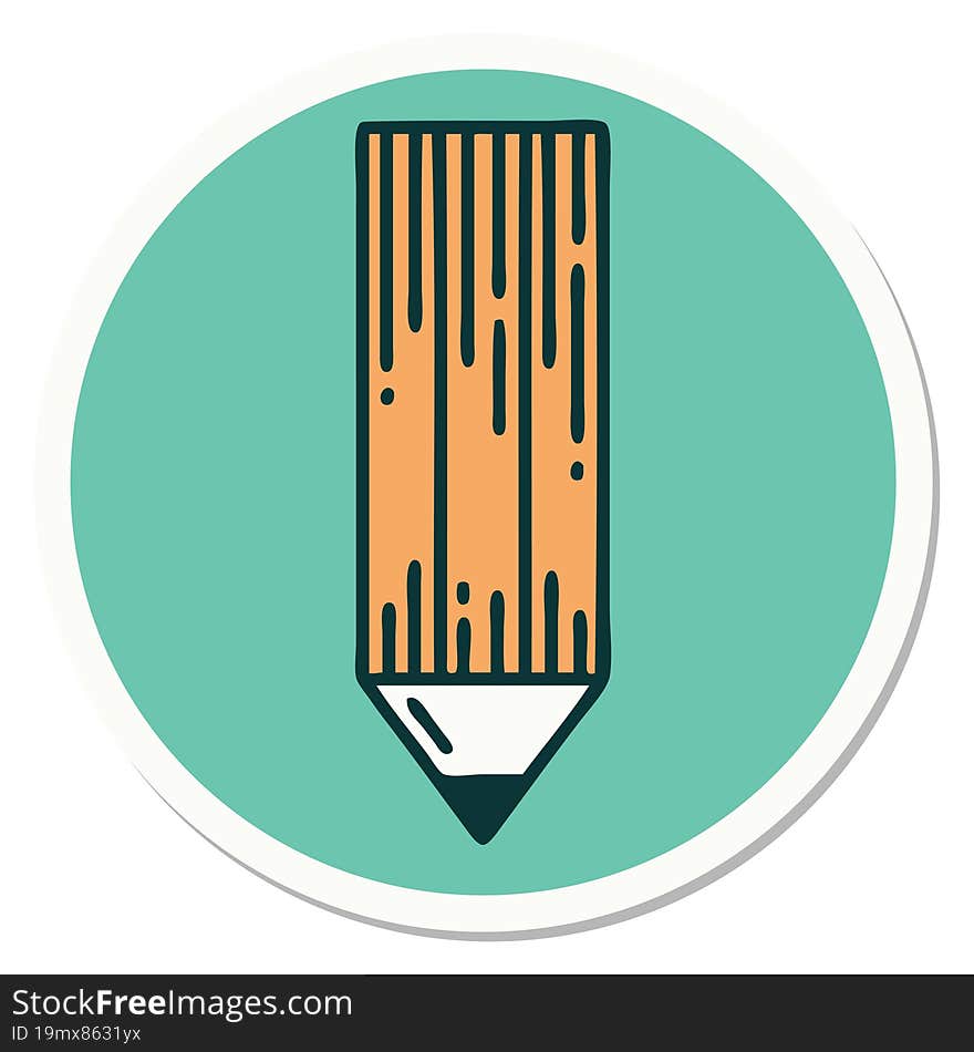 tattoo style sticker of a pencil