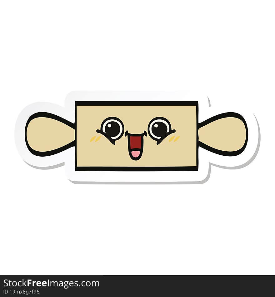 sticker of a cute cartoon rolling pin