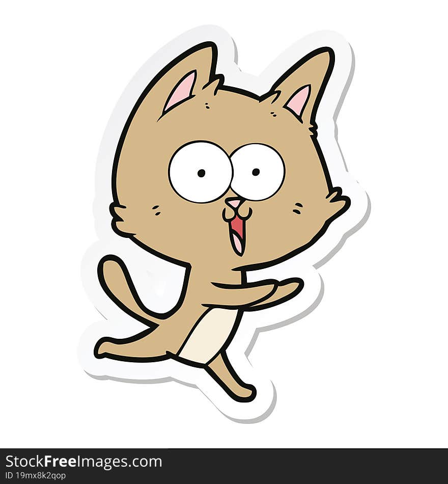 sticker of a funny cartoon cat