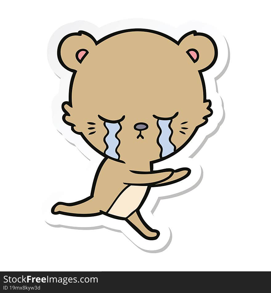 Sticker Of A Crying Cartoon Bear