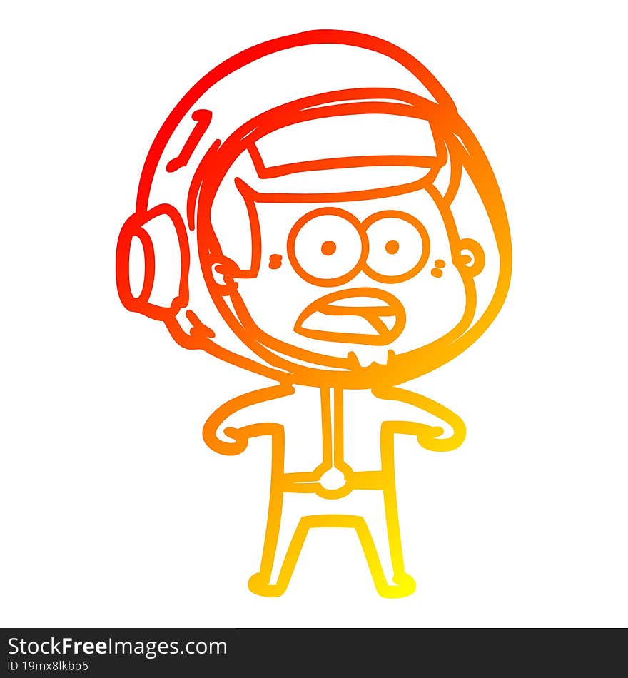 warm gradient line drawing cartoon surprised astronaut