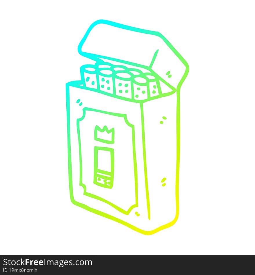 cold gradient line drawing cartoon pack of cigarettes