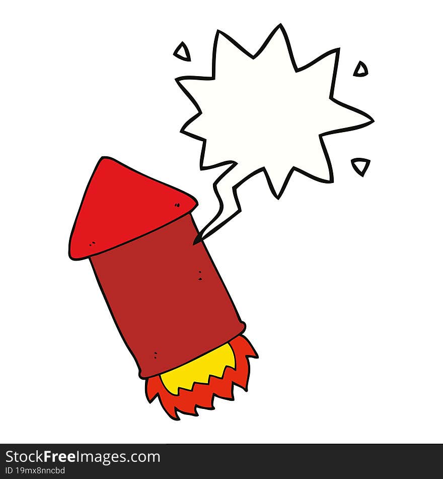 cartoon rocket and speech bubble