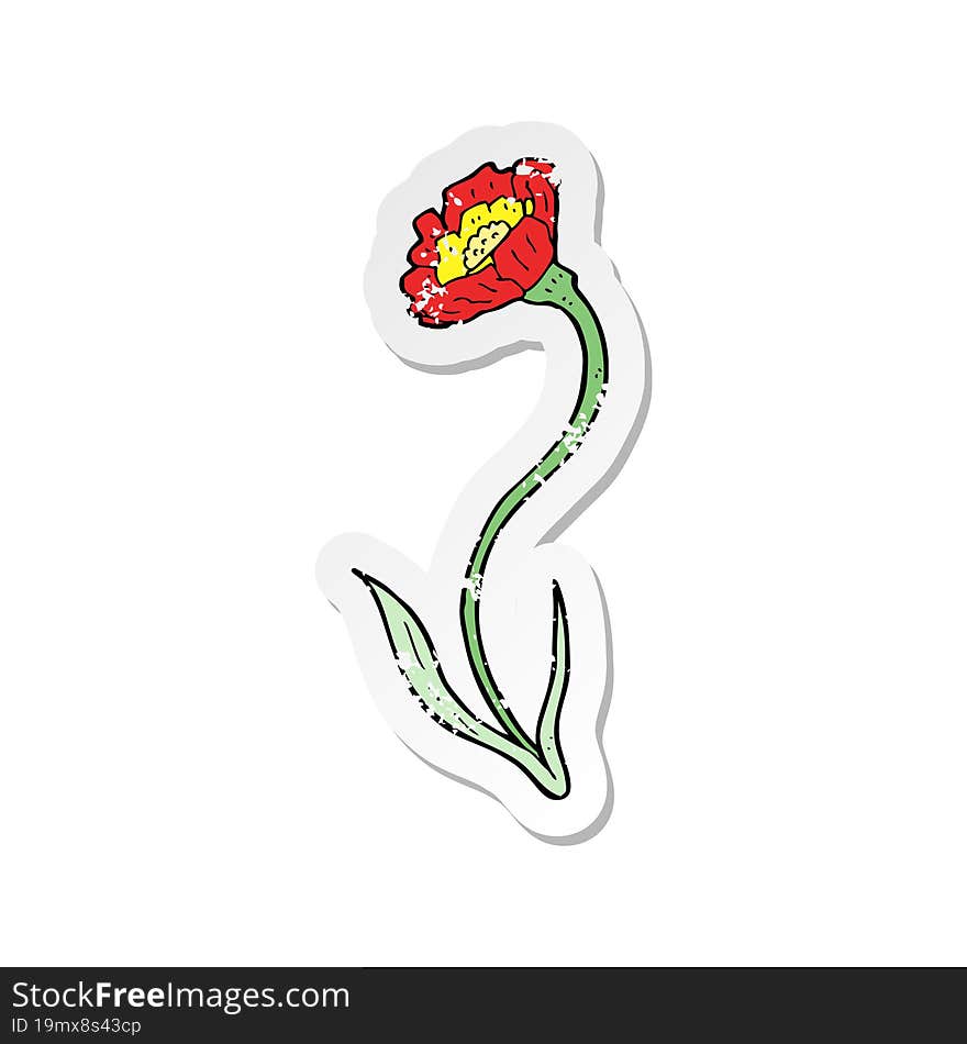 Retro Distressed Sticker Of A Cartoon Flower