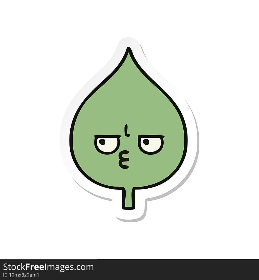 sticker of a cute cartoon expressional leaf