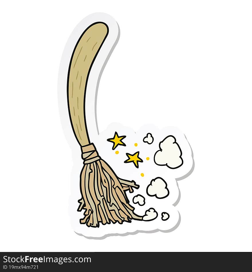 sticker of a cartoon magic broom