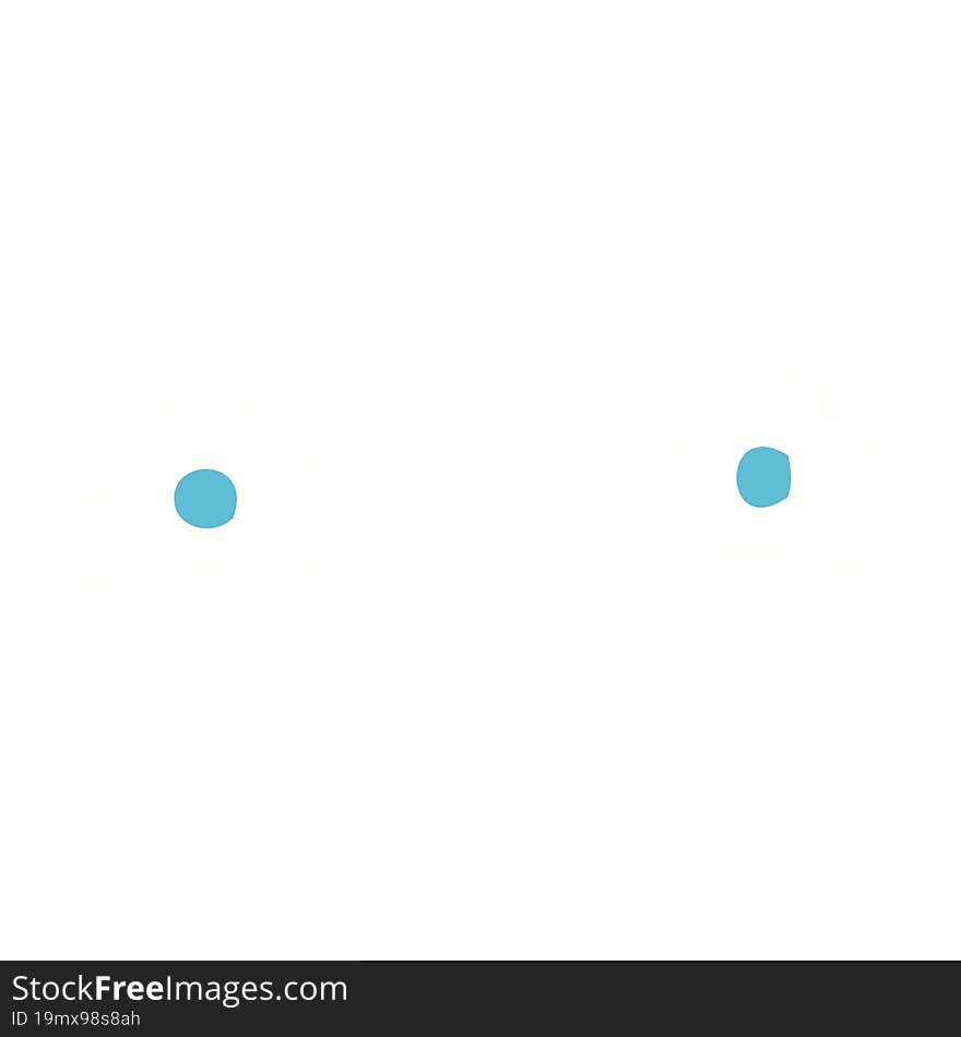 Simple Flat Color Illustration Of A Cartoon Eyes