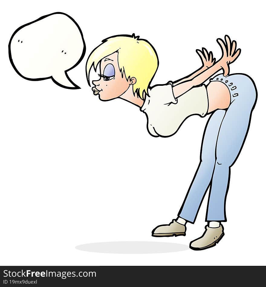 cartoon sexy woman with speech bubble