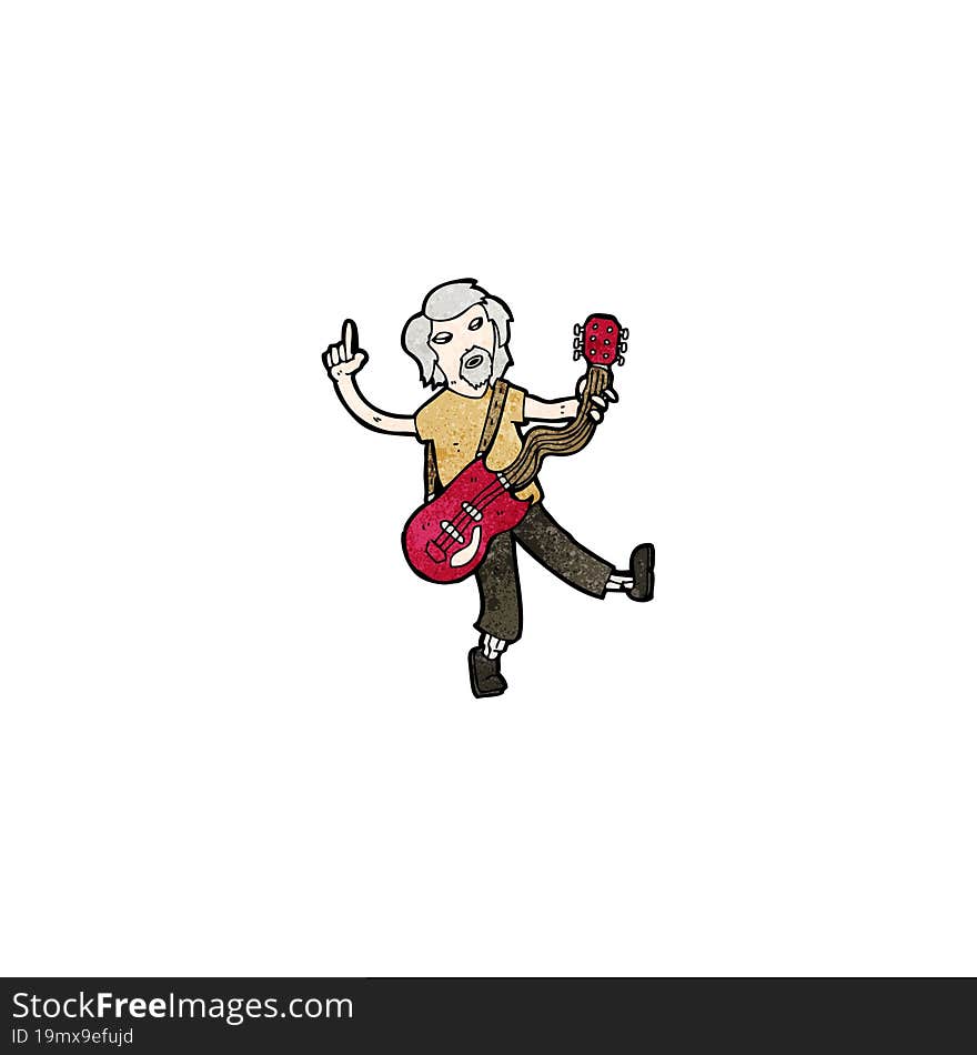 cartoon old guitar player