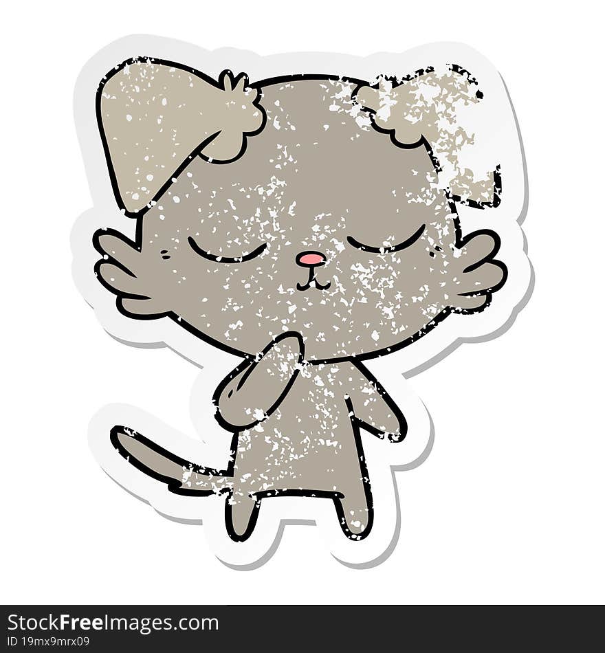 distressed sticker of a cute cartoon dog