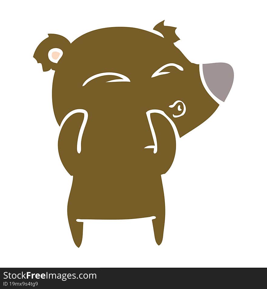 flat color style cartoon whistling bear