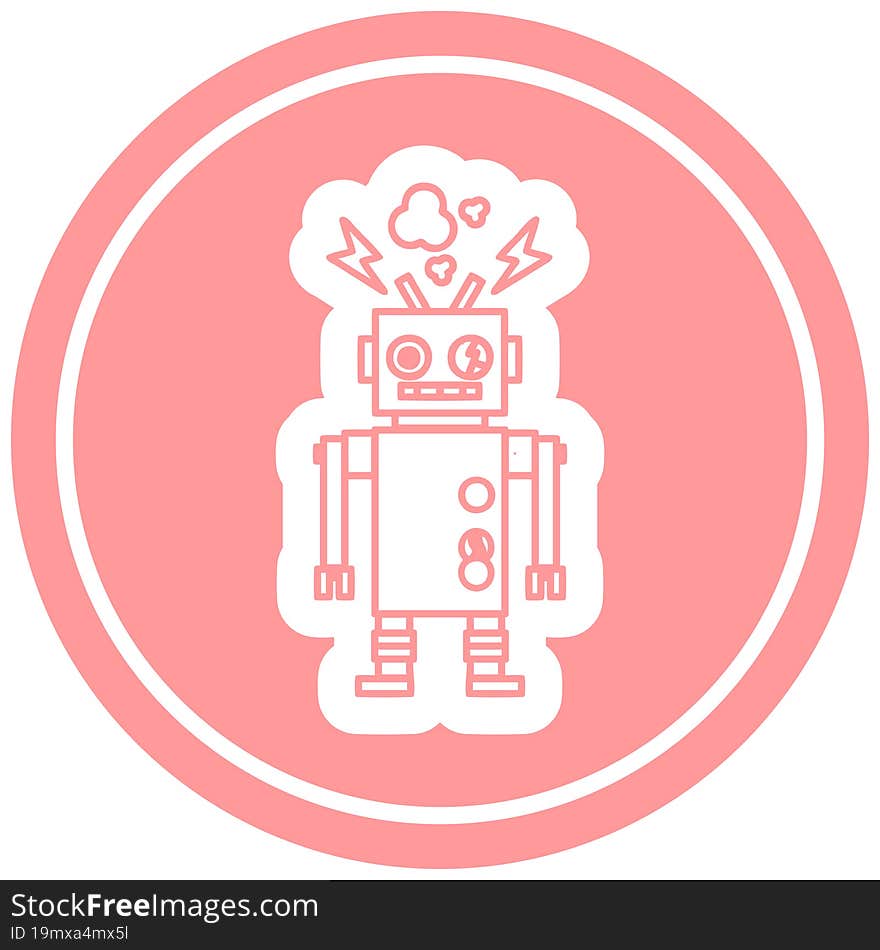 malfunctioning robot circular icon