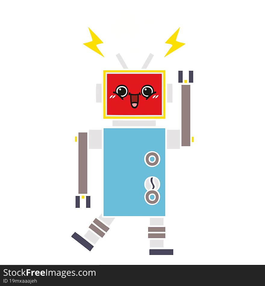 flat color retro cartoon of a robot