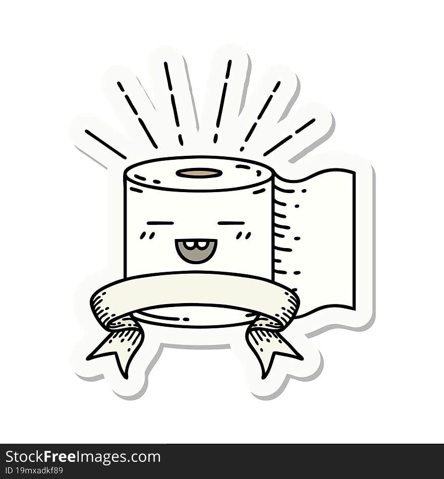 Sticker Of Tattoo Style Toilet Paper Character